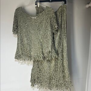 Stunning Silk Lace Two-Piece Set